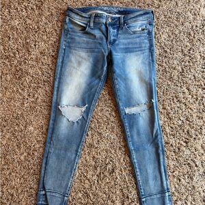 American Eagle Outfitters Blue Distressed Skinny Jeggings